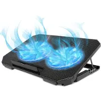 Jacked Refroidisseur d'ordinateur portable Jacked avec ventilateur double - Pour les ordinateurs portables jusqu'à 17,6 pouces - Silencieux - Support réglable - Noir