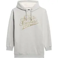 Superdry pour femme. W8011756A Robe à capuche avec logo métallique Luxe grey (XXS/XS), Casuel, Gris, Coton, Manche longue