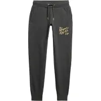Superdry pour femme. W7011093A Pantalon de jogging ajusté avec logo Luxe métallique gris (L), Casuel, Coton