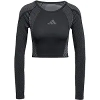 Adidas T-shirt fonctionnel 'Seamless Knitted Long Sleeve' gris / noir