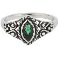 EtNox Bague de - Green Navette - pour Femme - couleur argent - Taille 59
