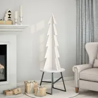vidaXL Arbre de Noël en bois pour décoration blanc 112 cm pin massif