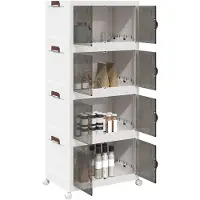 DKD Home Decor Bac de rangement sur roulettes Empilable 4 niveaux 75L