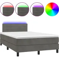 vidaXL Lit boxspring avec matelas & LED gris foncé 120x190 cm velours