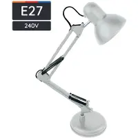 Avide Basic, lampe de table vintage, blanche. Matériau : plastique. Puissance maximale : 60W