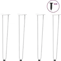 vidaXL Pieds en épingle à cheveux pour tables de console 4 pcs. Blanc 72 cm en acier massif