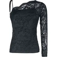 Black premium by emp T-shirt manches longues de - Haut Dentelle Une Épaule - S - XXL - pour Femme - noir - Taille XXL