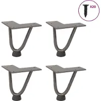 vidaXL Pieds en épingle à cheveux pour table basse 4 pcs. Acier naturel 10 cm massif