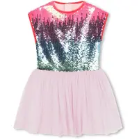 Billieblush pour fille. U20650 Robe rose à paillettes (10Años= 138cm), Casuel, Polyester, Sans manches / bretelles, mode enfantine