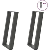vidaXL Pieds de table console en forme de U 2 pcs. Anthracite 38x(72-73) cm Acier