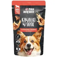 PAN MIĘSKO Kawałki w sosie Wołowina z koziną mokra karma dla psów 20x150 g
