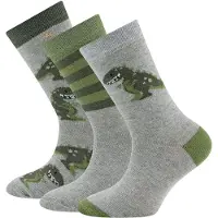 Ewers Chaussettes 'Dino' gris chiné / vert gazon / noir / blanc cassé