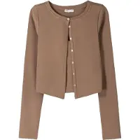 Bershka Cardigan beige foncé