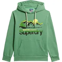 Superdry pour homme. M2013708A Sweat à capuche graphique Great Outdoors vert (M), Casuel, Coton, Le coton biologique, Durable