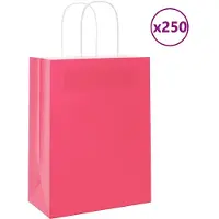 vidaXL Sacs en papier 250 pcs avec poignées rose 21x11x28 cm