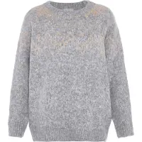 Jalene Pull-over 'Fairy Isle' gris chiné / pêche