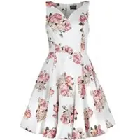 H&R London Robe mi-longue Rockabilly de - Robe Swing Taraneh - XS - 6XL - pour Femme - blanc/rose - Taille XS
