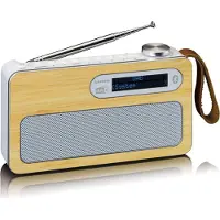 Lenco PDR-040EF - Radio DAB+ portable avec Bluetooth 5.0 et horloge et fonction réveil - 3 Watt RMS - Batterie 2000mAh - Bambou