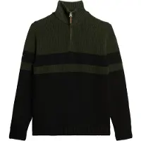 Superdry pour homme. M6110651A Henley en jersey Cotton Classics rayé vert olive, noir (S), Casuel, Coton
