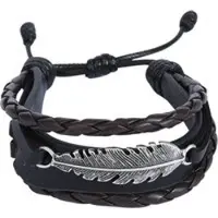 R.e.d. by emp Bracelet imitation cuir de - Feather - pour Unisexe - marron/noir - Taille Standard