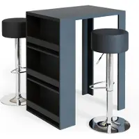 Vicco Set De Table De Bar , Anthracite, 80 X 57 Cm Avec 2 Tabourets De Bar