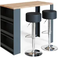 Vicco Set De Table De Bar , Chêne, 117 X 57 Cm Avec 2 Tabourets De Bar