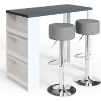 Vicco Set De Table De Bar , Gris, 117 X 57 Cm Avec 2 Tabourets De Bar