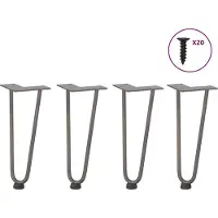 vidaXL Pieds en épingle à cheveux pour table basse 4 pcs. Acier naturel 30 cm massif