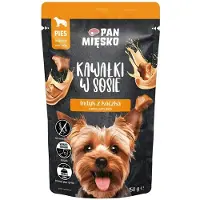 PAN MIĘSKO Kawałki w sosie Indyk z kaczką mokra karma dla psów 10x150 g
