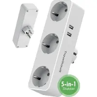Travelhawk Power Connector 3 Fold - Séparateur de prise - 2 ports USB - Blanc
