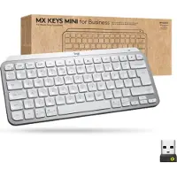 Logitech MX Keys Mini for Business - Clavier - rétroéclairé - sans fil - Bluetooth LE - QWERTY - anglais international - gris pâle