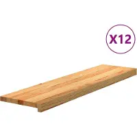 vidaXL Marches d'escalier 12 pcs marron clair 100x25x2 cm chêne massif