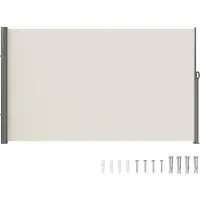 Vevor Auvent Latéral Rétractable 160x300 cm Paravent Extérieur Imperméable Brise-Vue Tissu en Polyester 180 g/m² Pare-vent Écran de Séparation Résistant aux UV 30+ pour Jardin