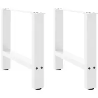 vidaXL Pieds de table basse blancs 2 pcs. 60x(42-43) cm acier