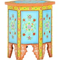vidaXL Table d'appoint peinte à la main multicolore 38x33x42 cm