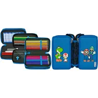 Undercover Super Mario - Trousse à crayons avec 3 compartiments - 30 pièces