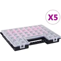 vidaXL Boîtes d'assortiment 5 pcs. Séparateurs réglables 385x283x50 mm