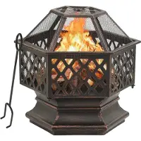 vidaXL Corbeille à feu avec tisonnier Rustique 62x54x56 cm XXL Acier