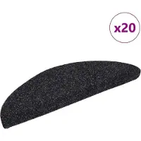 vidaXL Tapis d'escalier autocollants 20 pièces 56 x 17 x 3 cm Noir Demi-rond