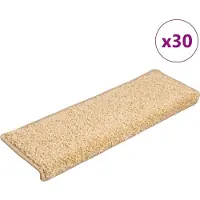 vidaXL Tapis d'escalier 30 pièces 65 x 21 x 4 cm Crème Bord rectangulaire