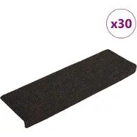 vidaXL Tapis d'escalier autocollants 30 pièces 65 x 21 x 4 cm Marron foncé Bord rectangulaire
