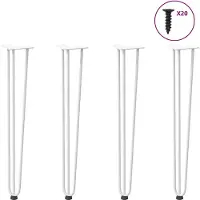 vidaXL Pieds en épingle à cheveux pour tables de console 4 pcs. Blanc 72 cm en acier massif