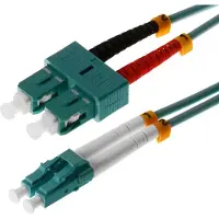 Helos Câble de raccordement fibre optique OM3 Duplex LSZH 3,0 mm LC/SC bleu aqua 5,0 m