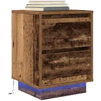 vidaXL Table de chevet avec lumières LED vieux bois 38x34x50 cm