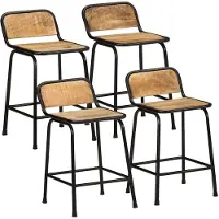vidaXL Tabouret de bar 4 pcs. 46x35,5x70 cm Mangue rugueux massif