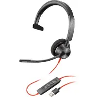 HP Poly Micro-casque filaire Blackwire 5220 stéréo Noir USB-C + connexion 3,5 mm + adaptateur USB-C et USB-A