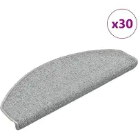 vidaXL Tapis d'escalier 30 pièces 65 x 24 x 4 cm Gris clair Demi-rond Grand