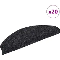 vidaXL Tapis d'escalier autocollants 20 pièces 65 x 21 x 4 cm Noir Demi-rond Grand