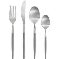 Blomus BesteckSet 16-tlg. Maxime, Couverts, Cuillère, Fourchette, Couteau, Acier inoxydable mat, Plastique, Mourning Dove, 64121