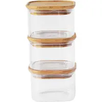 Pebbly Boîte Hermétique Pebbly Carré Bois 500 ml (3-Pièces)